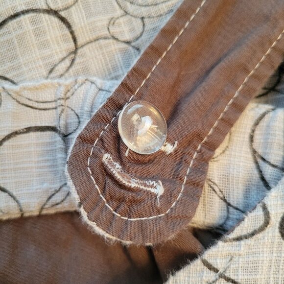 Kavu M Sleeveless Top Gray Black Circle Pattern Cotton Jumper Overall Straps - Picture 5 of 8